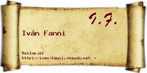 Iván Fanni névjegykártya