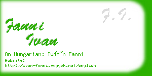 fanni ivan business card